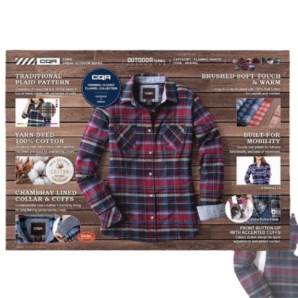 CQR New With Tags WOMEN'S 100% BRUSHED SOFT COTTON PLAID FLANNEL SHIRT - Picture 12 of 14